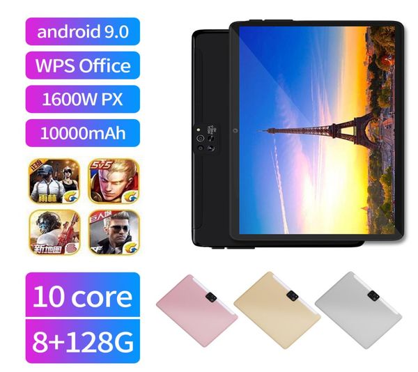 Yepyeni 10inch Google Play Tablet Android 90 Tencore 4G Telefon GPS WiFi Bluetooth 25D Temperli Cam 25601600 IPS Tablet4606594