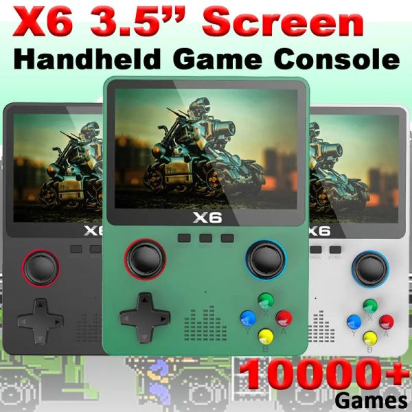 Портативная игровая консоль X6, ретро портативный игровой плеер 10000, игровая консоль с экраном 3,5 дюйма и двойным 3D-джойстиком, 11 эмуляторов