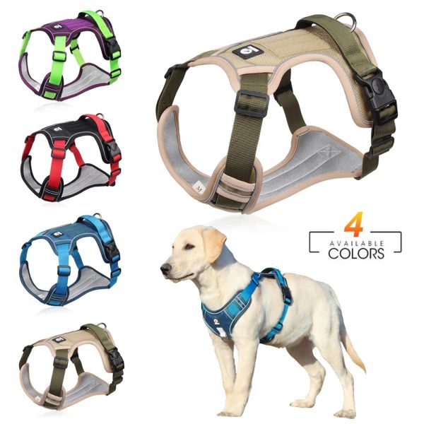 Coleiras para cães, colete de buldogue francês, nylon, arnês para cães grandes, segurança ajustável, galgo grande, arnês para caminhada ao ar livre