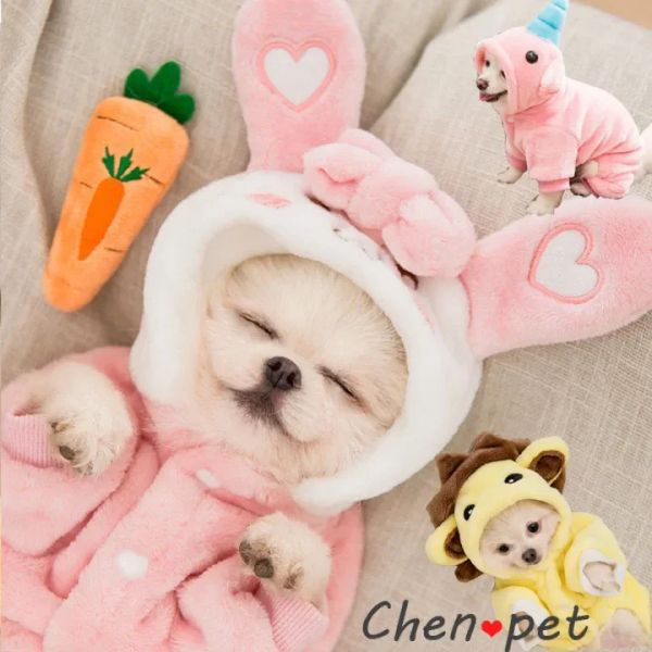 Felpe con cappuccio Vestiti morbidi per cani Simpatico coniglietto Vestiti per cani per cani di piccola taglia Vestiti natalizi Yorkshire Felpa con cappuccio per gatti Vestiti per cuccioli Cappotto per cani pigiama rosa