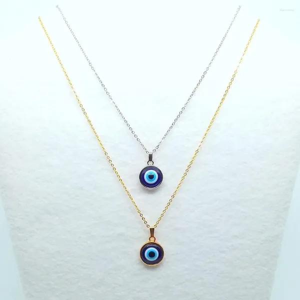 Ожерелья с подвесками, простое тонкое женское ювелирное ожерелье от сглаза, турецкое счастливое модное колье-цепочка золотого цвета, круглое сердце, подарок подруге