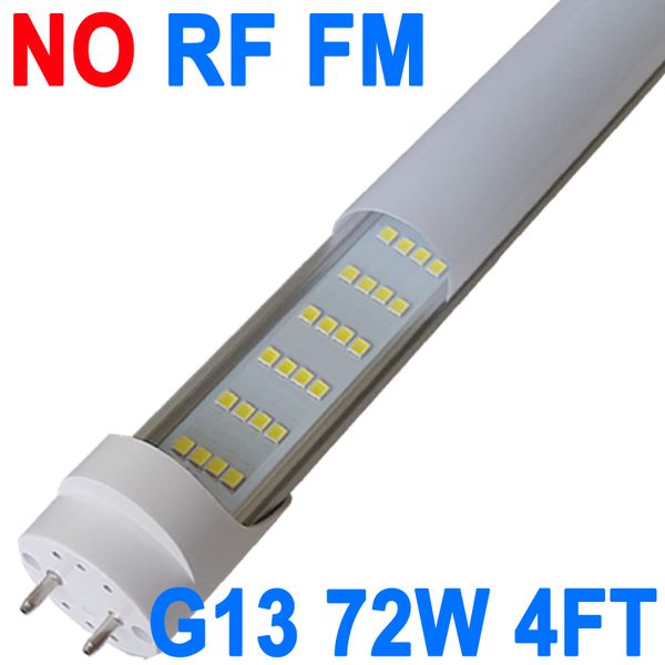 Lampadine a LED G13, driver RM NO-RF da 72 W 7500lm 6500K Lampadine a LED da 4 piedi, luci di ricambio a LED T8 T12, copertura lattiginosa a pin singolo G13, sostituzione della lampadina per luci fluorescenti dell'armadio crestech