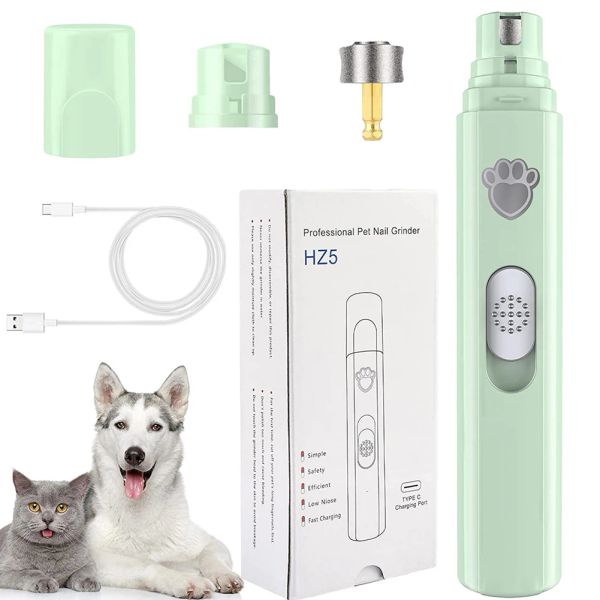 Clippers Electric Hundenagelschleifer mit Polnierer Rad LED LEGT PET PET NAGE CLISHPER USB BEHANDELBESTELLTE 2speed Haustiernagel Trimmer für Katzenhund