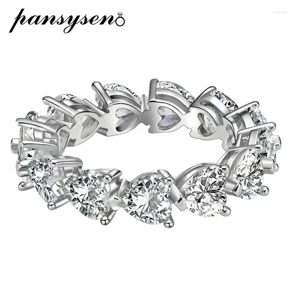 Cluster-Ringe Pansysen Luxus 925 Sterling Silber Herz Birnenschliff High Carbon Diamant Edelstein Ring Frauen Hochzeit Cocktail Party Feiner Schmuck