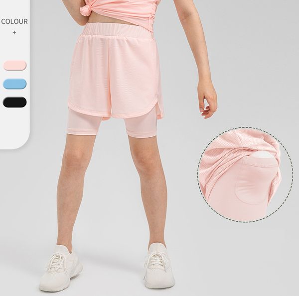 LU LU LEMONS Shorts Kinder Yoga Outfits Hohe Taille Sportbekleidung Gefüttert Fiess Wear Kurze Hosen Mädchen Laufen Elastisch