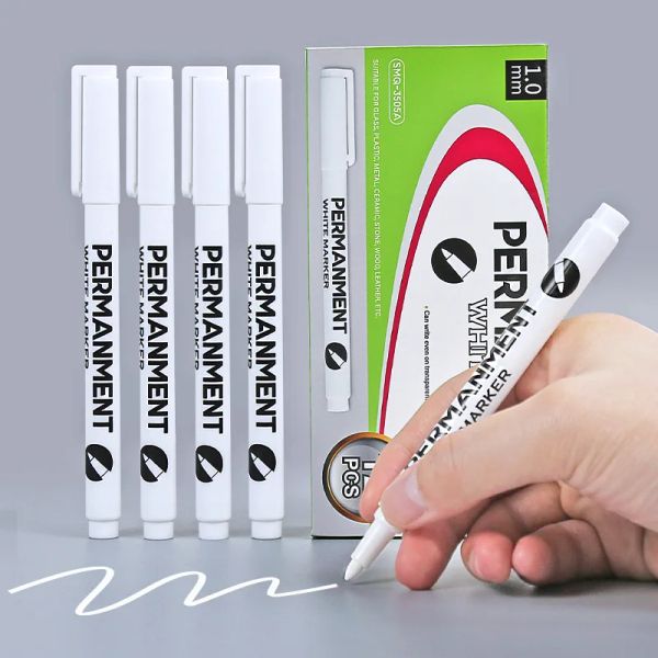 Stifte weißer Marker Stift 1mm permanent Farbe ölig wasserdichte Reifenmalerei Graffiti Stifte Gel Stift für Stoff Holzleder Marker