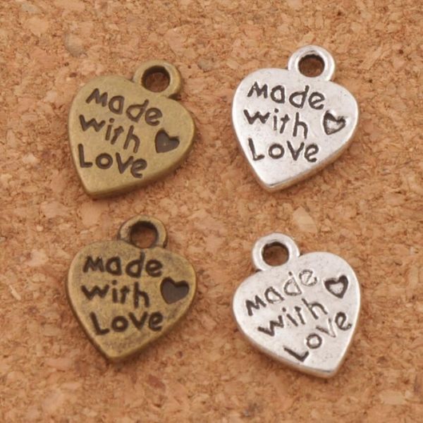 Made With Love Herz Charm Perlen Anhänger MIC 9 7x12 5mm Antik Silber Bronze Modeschmuck DIY L319264L