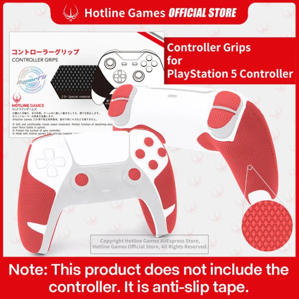 Gamepad HOTLINE GAMES Nastro adesivo rosso per controller compatibile con controller DualSense Playstation 5 / PS5, antiscivolo, traspirante