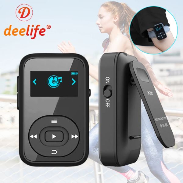 Lettore Deelife Sports Lettore MP3 Bluetooth con riproduzione musicale Mp 3 con clip per bracciale