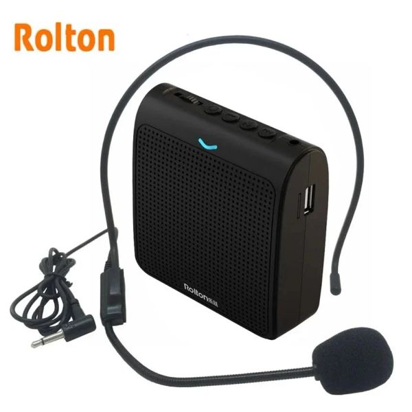 Microfones Rolton K100 Alto-falante Microfone Portátil Mini Amplificador de Voz com Rádio FM USB para Professor Guia Turístico Treinamento de Professores