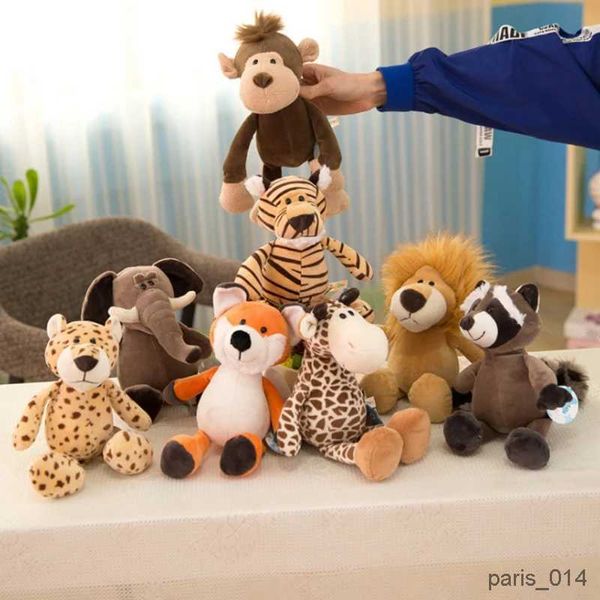 Gefüllte Plüschtiere, 25 cm, ausgestopfte lebensechte Löwe, Tiger, Elefant, Affe, Leopard, Giraffe, Waschbär, Puppe, Simulation von Waldtieren, Plüschtiere für Kinder, Geschenk