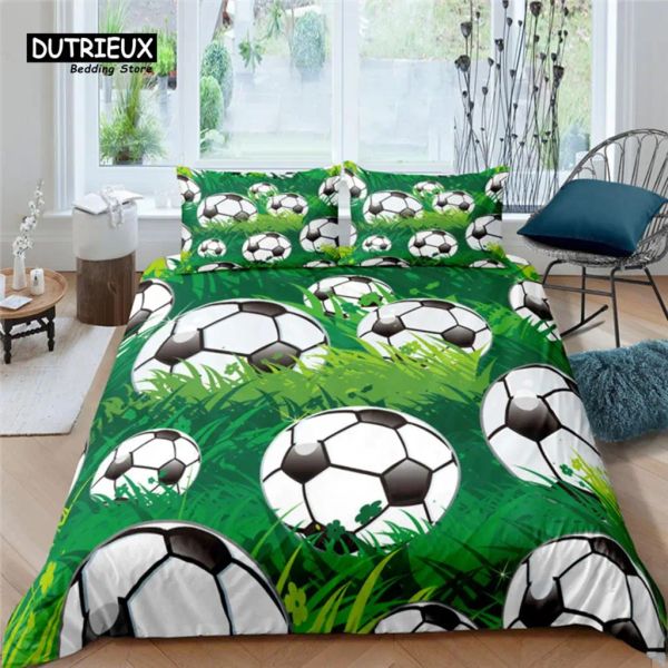 Set a casa vivente set di biancheria da letto di calcio di lusso di lusso comodo copripiumino set per bambini set di biancheria da letto regina e re eu/us/au/uk size tende