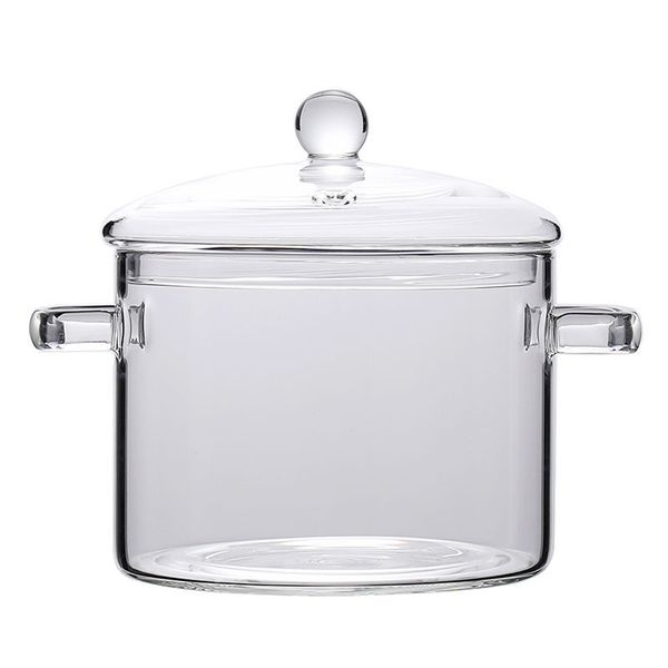 Panela de vidro clara panela de mistura sopa alta borosilicato resistente ao calor massa de vidro pote de macarrão instantâneo móveis de cozinha