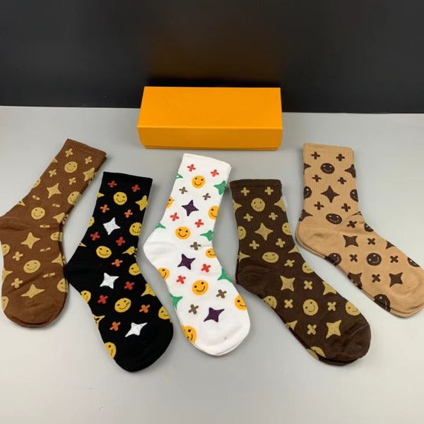 Designer-Damensocken, sensorische Socken der Top-Marke, bequeme und sexy Sportsocken, Basketballsocken, Fußballsocken, bunte 5-teilige Box, Strumpfwaren, Unterwäsche