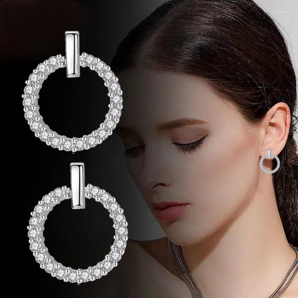 Stud Küpe Leeker Charm Minik Kristal Kadınlar için Gül Altın Gümüş Renk Yuvarlak Küpe Takı Düğün Aksesuarları ZD1 LK7