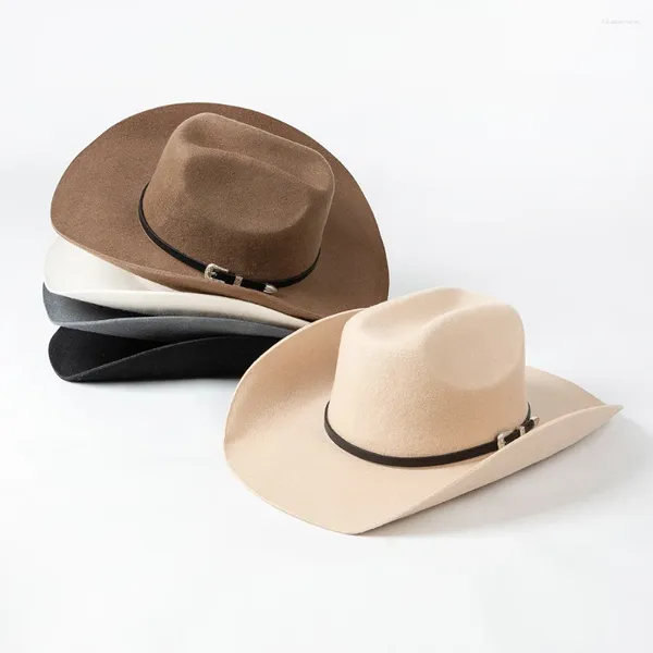 Beralar 202408-hh2076b Şık INS Kış Yün Keçe PU Kemer Britanya İngiltere Klasik Stetson Fedoras Cap Erkek Kadın Dinlenf Panama Caz Şapkası