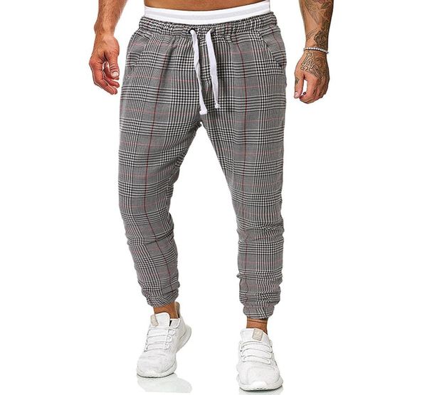 Drop New Fashion Cargo Pants Men Casual Track Sweatpants Homens Slim Fit Streetwear Calças Xadrez Corredores 9 Colors5982099