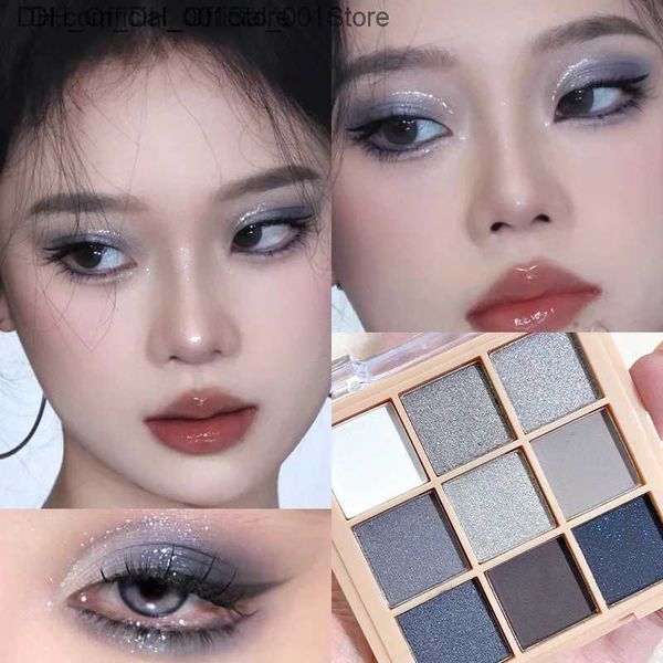 Ombretto 9 colori punk opaco glitter palette ombretti shimmer trucco colore freddo grigio tavolozza pigmenti bluQ240229