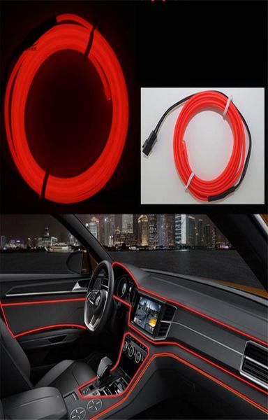 Diy led decoração luz de néon 12v 5 metros interior do carro led flexível el corda fio frio linha tubo dashboard5164645