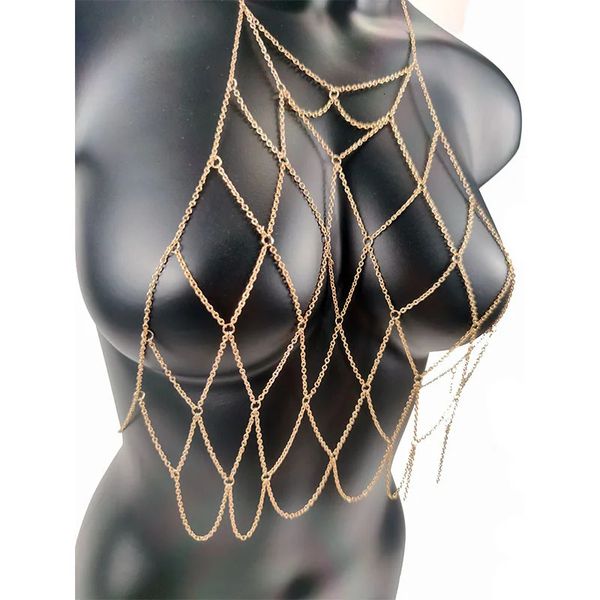 Goth Seksi Vücut Takı Sütyen Göğüs Zincirleri Vücut Zinciri Bikini Kadınlar İçin Yaz Aksesuarları Plaj Belly Bel Punk Hediye Tatil 240221