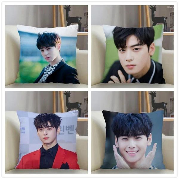 Подушка Musife Cha EunWoo KPOP, квадратный чехол на заказ, наволочка на молнии, 35X35, 40x40, 45x45 см, падение