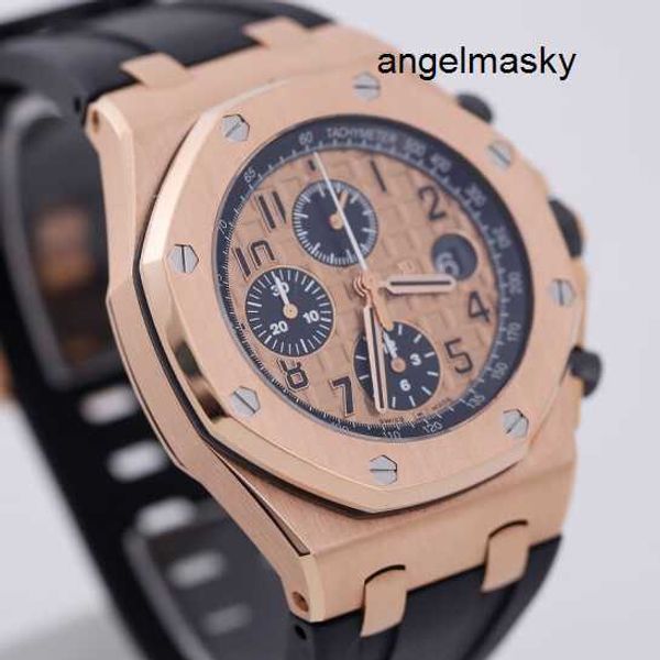 Современные часы с хронографом AP Наручные часы Epic Royal Oak 26470OR Мужские часы Розовое золото 18 карат Автоматические механические швейцарские знаменитые часы Роскошные спортивные часы диаметром 4