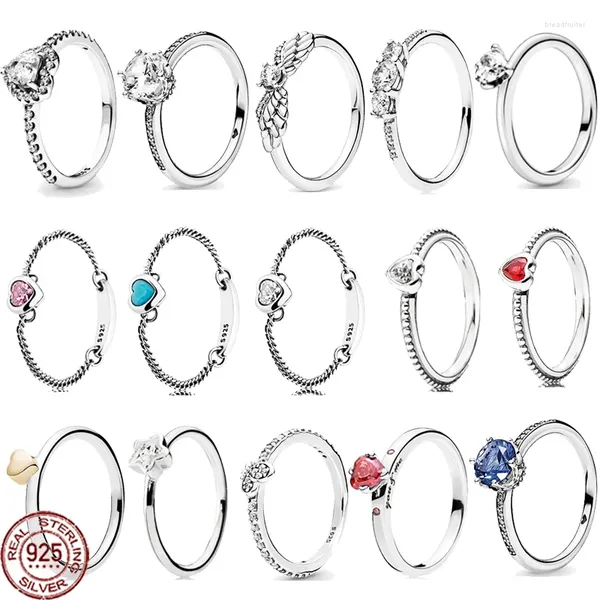 Anelli a grappolo Anello di design originale in argento sterling 925 alla moda Semplice regalo di anniversario di fidanzamento in cristallo per fidanzate e amici