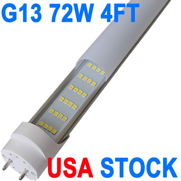 Tubo de luz LED T8 T10 T12 de 4 pés - substituição de tubo fluorescente LED de 72 W e 48 polegadas, driver NO-RF RM equivalente a 120 W, 7200 Lm, bypass de reator, gabinete base G13 de dois pinos crestech