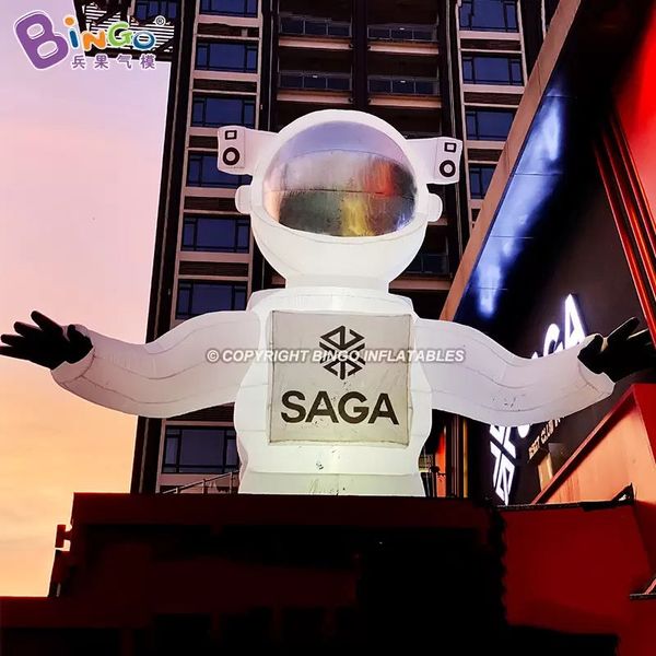vendita all'ingrosso artigianato squisito pubblicità illuminazione gonfiabile busto astronauta modelli palloncini astronauti soffiati ad aria per la decorazione di edifici per eventi di festa giocattoli sport
