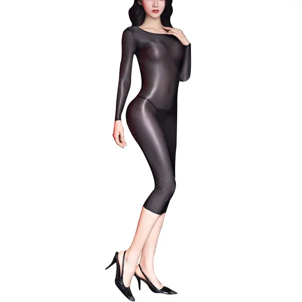 Vestidos casuais mulheres brilhante transparente bodycon vestido manga longa cocktail apertado senhoras sexy sheer midi lingerie exótica nightwear