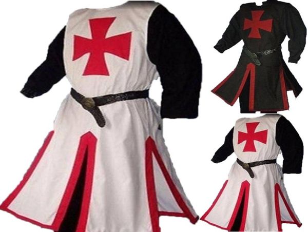 Traje de guerreiros medievais, cavaleiro templário, cruzado, para homens adultos, camisa, top, tabard, túnica, roupas com cinto, plus size2697497
