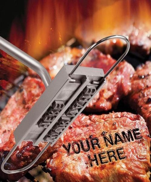 Utensili in ferro per branding per barbecue per barbecue con 55 lettere intercambiabili con marchio a fuoco Alfabeto in alluminio Cottura all'aperto per carne di bistecca4846770