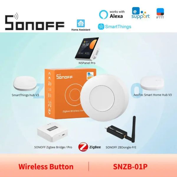 Controllo Sonoff Zigbee Wireless Switch SOS Pulsante di emergenza SNZB01P ON/OFF LIMINA SWITCH UNA CHIAVE ALLINE ALLINE MODALITÀ 3 Funziona con Zigbee Hub