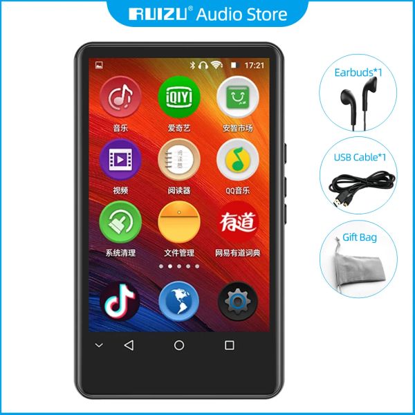 Player Ruizu H6 Android WiFi MP3 Bluetooth MP4 MP5 Player con supporto per altoparlanti incorporato FM Recording Radio Registrazione EBook TF Download