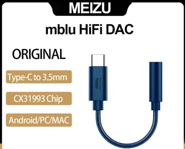 Auricolari Originali Meizu mblu HiFi DAC/mblu HiFi DAC Pro Amplificatori per auricolari Adattatore Hifi TIPO C A 3.5MM Adattatore audio CX31993 Chip 600Ω