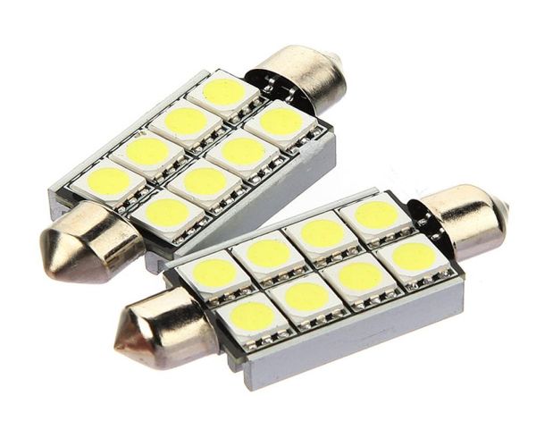 10X di alta qualità 42mm 8 SMD 5050 LED bianco puro cupola festone errore CANBUS interni auto auto lampadina 12V5988269