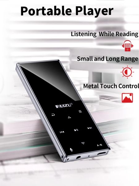 Player RUIZU D29 Bluetooth MP3 Player com alto-falante HIFI Lossless Music Player Vídeo MP4 Walkman Suporte FM Radio Recorder Ebook TF Card