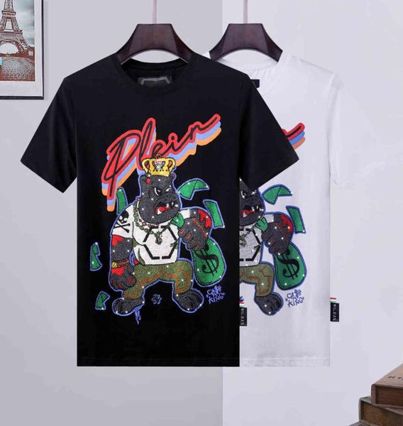 20er Jahre Europäisches Aman Mode Luxus T-Shirt Herren T-Shirt Totenkopf T-Shirt Pp Phillip Plain T-Shirts Rundhals Stickerei Designs Paare Tee1692628