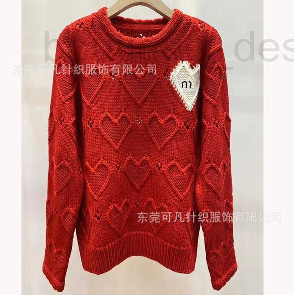 Damen-Strick-T-Shirts der Designermarke Round Necked Love Red Sweater Hollow Out Pullover Loose and Lazy Style Top 2023 Neue Charge T00N