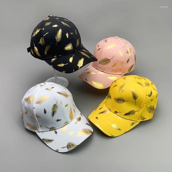 Ball Caps Streetwear Золотой лист Kpop Trend Мужчины Женские бейсбольные шляпы хлопка мультфильм хип -хоп вышивая дышащая модная спорт