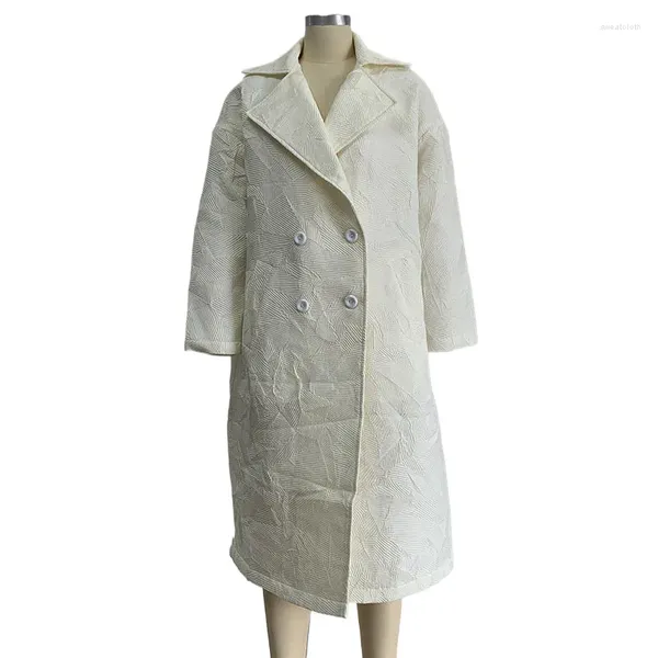 Trench da donna Miyake Giacca in cotone originale Autunno e inverno Spessore caldo colletto allentato Pieghe vento Giacca a vento lunga Abbigliamento donna