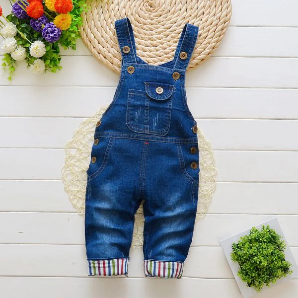 Pantolonlar Yenidoğan Pantolon Bebek Denim Tulumlar Çocuk Sonbahar Bebek Yük atıcıları Çocuk Bib Pantolon Çocuk Erkek Kız Toddler Longs Jeans için Pantolon