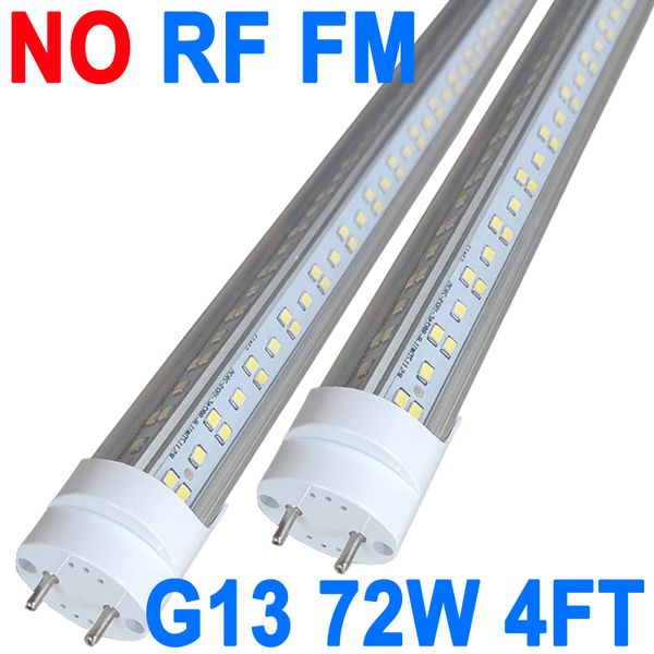 72W 48 inç T8 Floresan Tüp Ampul, 6500K Gün Işığı, 7200 Lümen, G13 Bi-Pin Taban Floresan Lamba Değiştirme AC85-277V LED Dükkan Işıkları Crestech