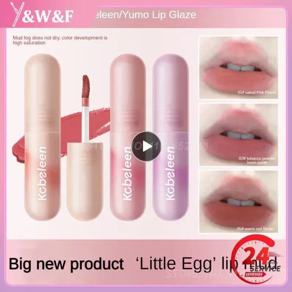 Lip Gloss Névoa Macia Matiz Vermelho Veludo Lama Fosca 6 Cores Batom Suave e Sedoso Lábios Maquiagem Longa Duração Rosa Lipgloss Hidratante