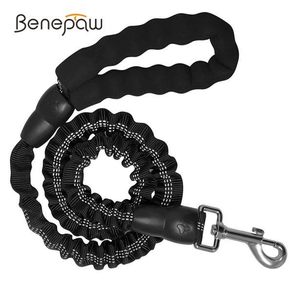 Trelas Benepaw Heavyduty Dog Leash Strectable Reflectitve Confortável Alça Acolchoada Fecho de Metal Pet Chumbo para Treinamento Caminhadas Jogging