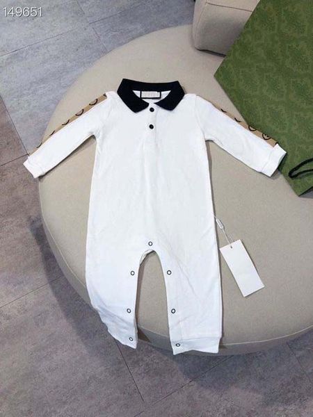Macacão de bebê recém-nascido meninas e menino manga longa roupas de algodão gola boneca designer marca carta impressão infantil malha algodão puro