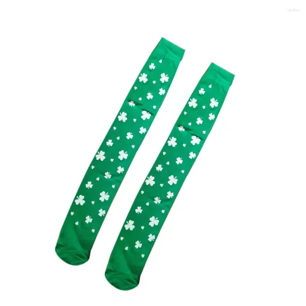 Meias femininas 2 pares meias longas Stuffers 'Barrel Leg Meias Coxa St Patrick Day