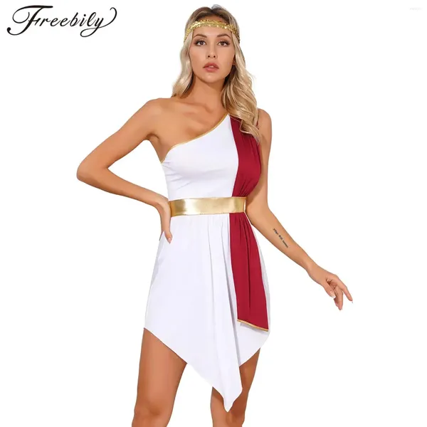 Stage Wear Costume da dea romana greca antica da donna Carnevale Mardi Gras Halloween Cosplay Fancy Dress Up Toga greca