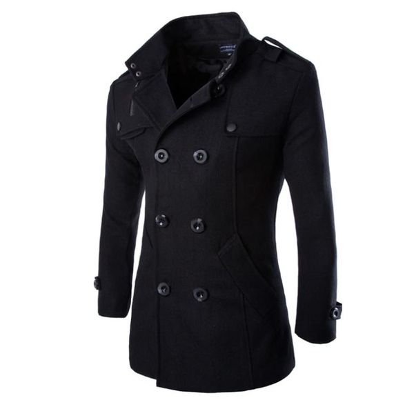 Outono moda inverno masculino jaquetas e casacos duffle casaco elegante estilo britânico único breasted masculino ervilha casaco de lã trench coat9691950