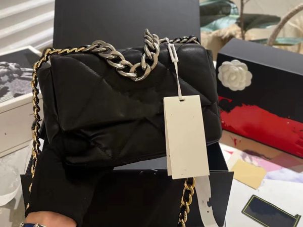 Outono e inverno novo design de luxo bolsa de corrente clássica feminina couro original preto ouro logotipo diamante xadrez bolsa casual versátil de um ombro crossbody ba